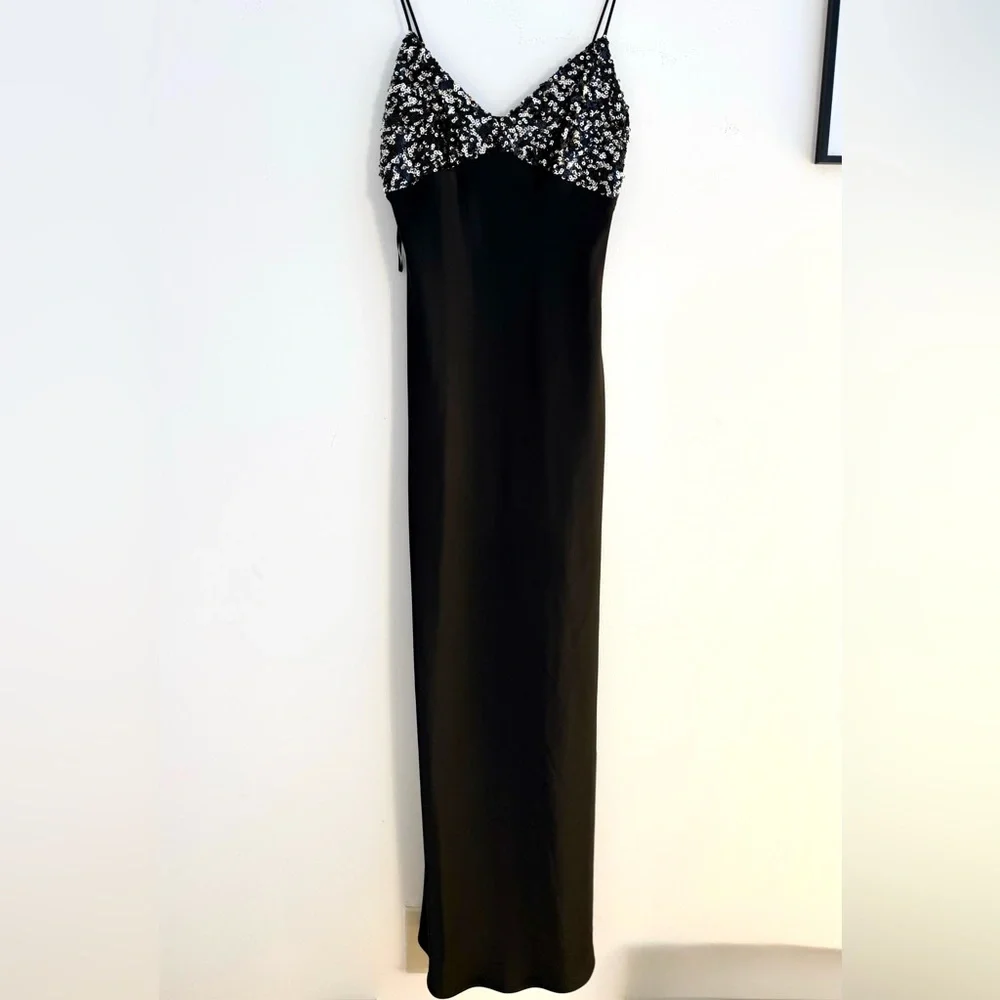 Zara Black and Silver Sequin Maxi Dress - Picture 3 of 6